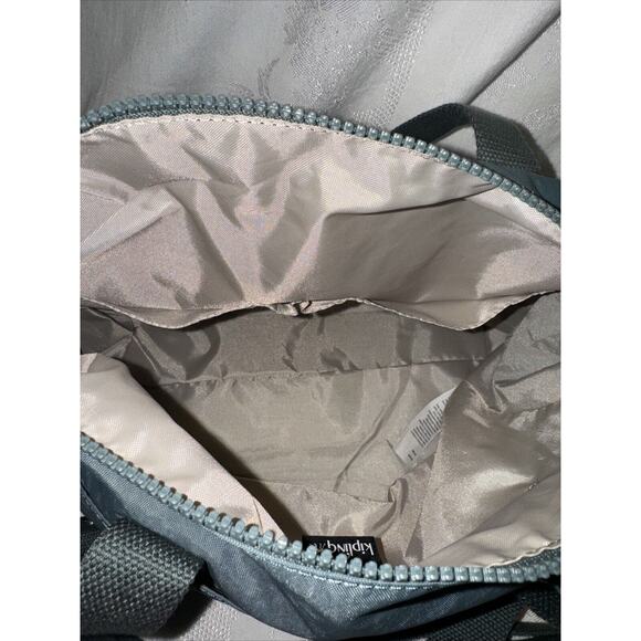 Kipling Shoulder Bag Tote Crossbody Green Nylon w/ Monkey Keychain ELIN HB7697 - Picture 14 of 16